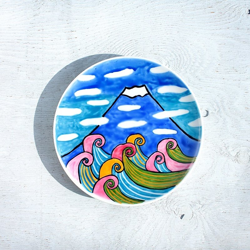 夏の富士山・色絵皿 - 小皿 - 磁器 多色