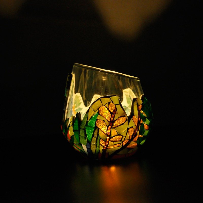Creature/Blooming/Handmade Glass Mosaic Candle Holder Plant Theme Qixi Festival Gift Birthday Gift - เทียน/เชิงเทียน - แก้ว 