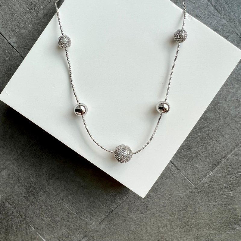 Ball Pavé Fine Diamonds (Two Colors) - Necklaces - Copper & Brass Silver