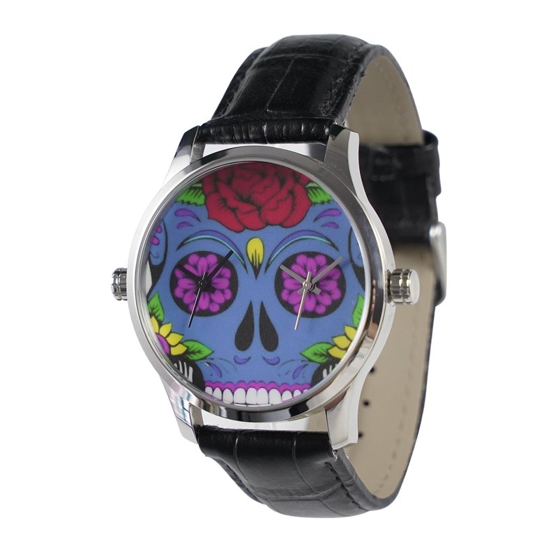 Nameless Dual Time Watch (Skull) Blue Personalized Watch Free shipping - นาฬิกาผู้ชาย - สแตนเลส สีน้ำเงิน