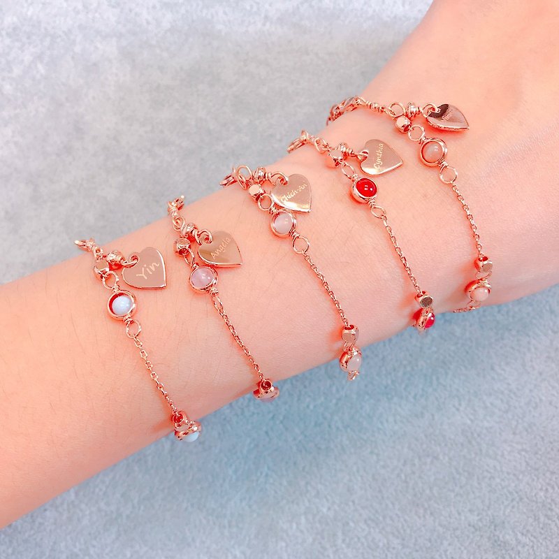 Christmas gift*4 into the group rose rotation love*girlfriends bracelet*bridesmaid gift*can be engraved*different colors available - Bracelets - Gemstone Pink