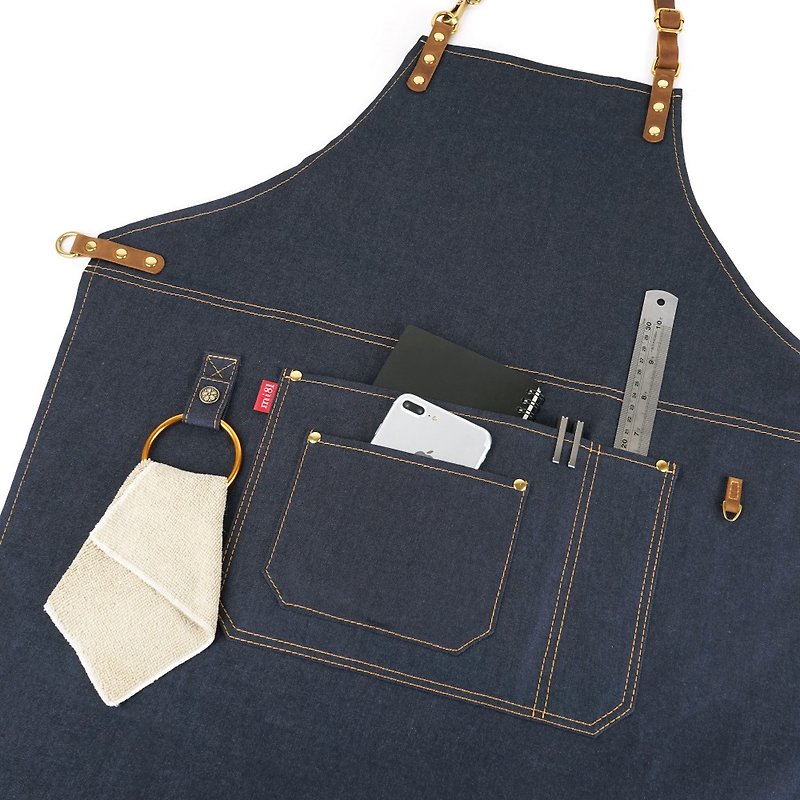 Working Apron with leather Ring hook - Aprons - Genuine Leather Multicolor