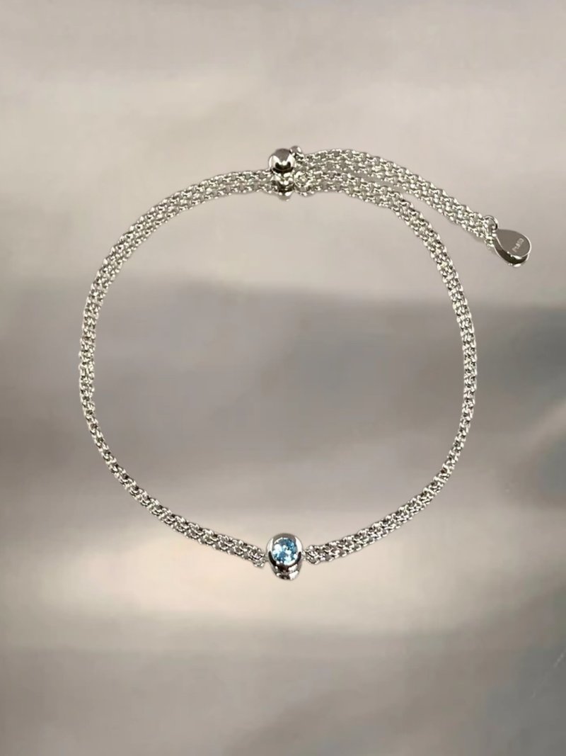 Ethical Aquamarine Bracelet - Platinum - สร้อยข้อมือ - เครื่องเพชรพลอย สีน้ำเงิน