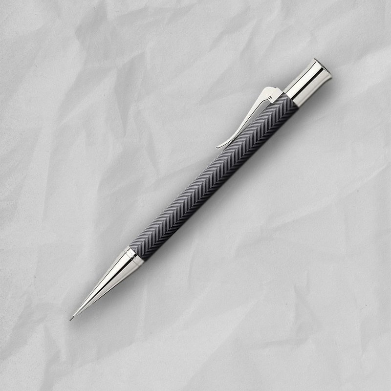 【Graf von Faber-Castell】 繩紋飾 自動鉛筆-黑綢緞(原廠正貨) - 鉛筆/自動鉛筆 - 樹脂 黑色