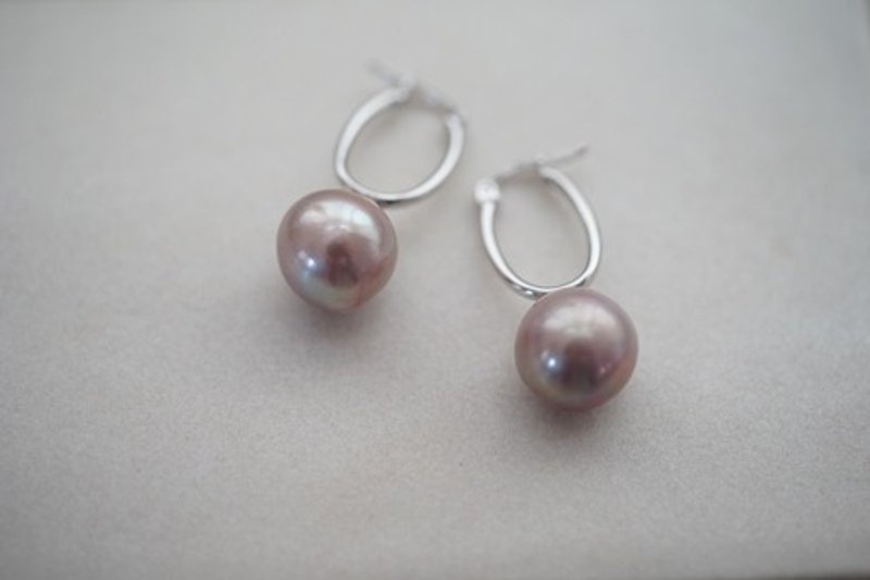 Pinkoi Proxy Purchase - [drop] Silver 925 Baroque Pearl Hoop Earrings 2 (pink gray) - Earrings & Clip-ons - Gemstone 