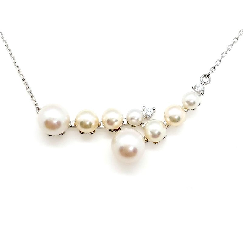Gorgeous Multi-Pearl Palace Style 6 Seawater Akoya + 2 Freshwater Pearls Sterling Silver Necklace - Necklaces - Pearl 