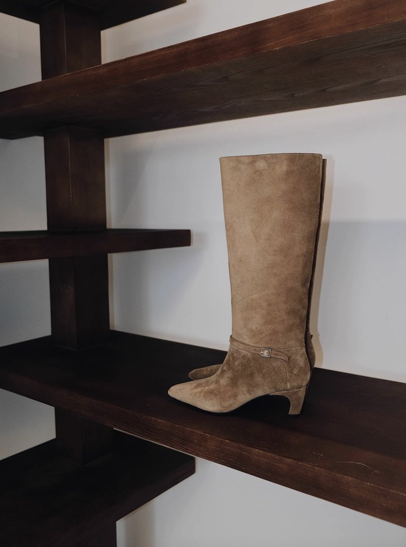 大女主 非對稱麂皮長靴 手工製 - 女長靴/高筒靴 - 真皮 多色