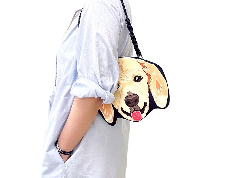 Limited spot original cooperation pet shoulder bag Labrador dog face bag - Handbags & Totes - Other Materials 