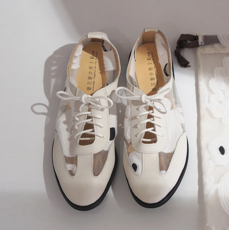 AIKA HANDMADE SHOES - Air Summer Floral Travel Shoes - Mary Jane Shoes & Ballet Shoes - Genuine Leather White