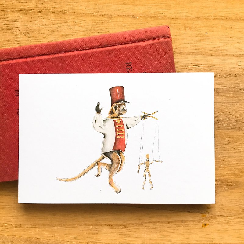 【Animal postcard】The monkey who works in a circus - Cards & Postcards - Paper White