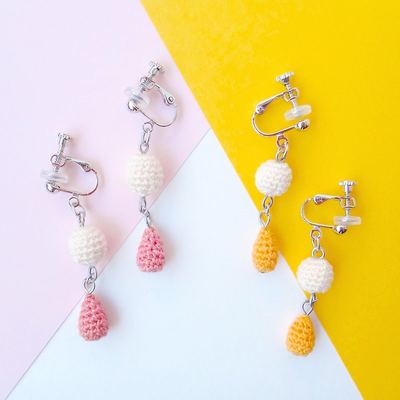 Sweet simplicity/strawberry sweetheart, sweet mango/earrings - ต่างหู - งานปัก หลากหลายสี