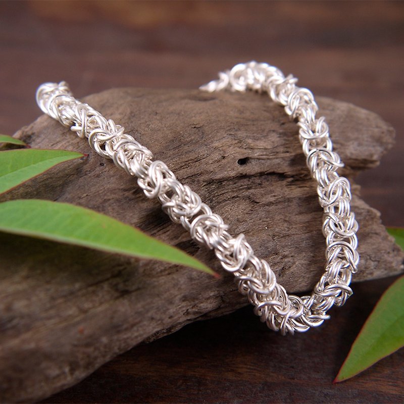 Byzantine hand-knitted men's bracelet - Bracelets - Silver Silver