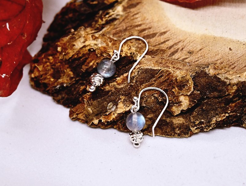 Simple labradorite bead earrings - Earrings & Clip-ons - Sterling Silver Silver