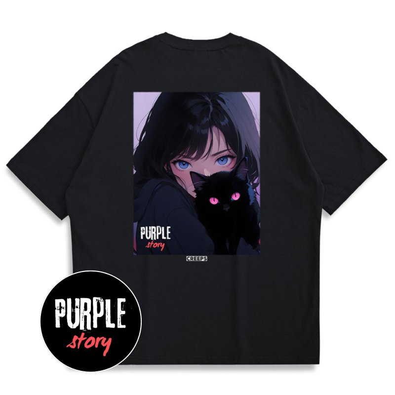 【CREEPS-STORE】Purple Story V3 寬鬆重磅印花T恤 210g - 男 T 恤 - 棉．麻 多色