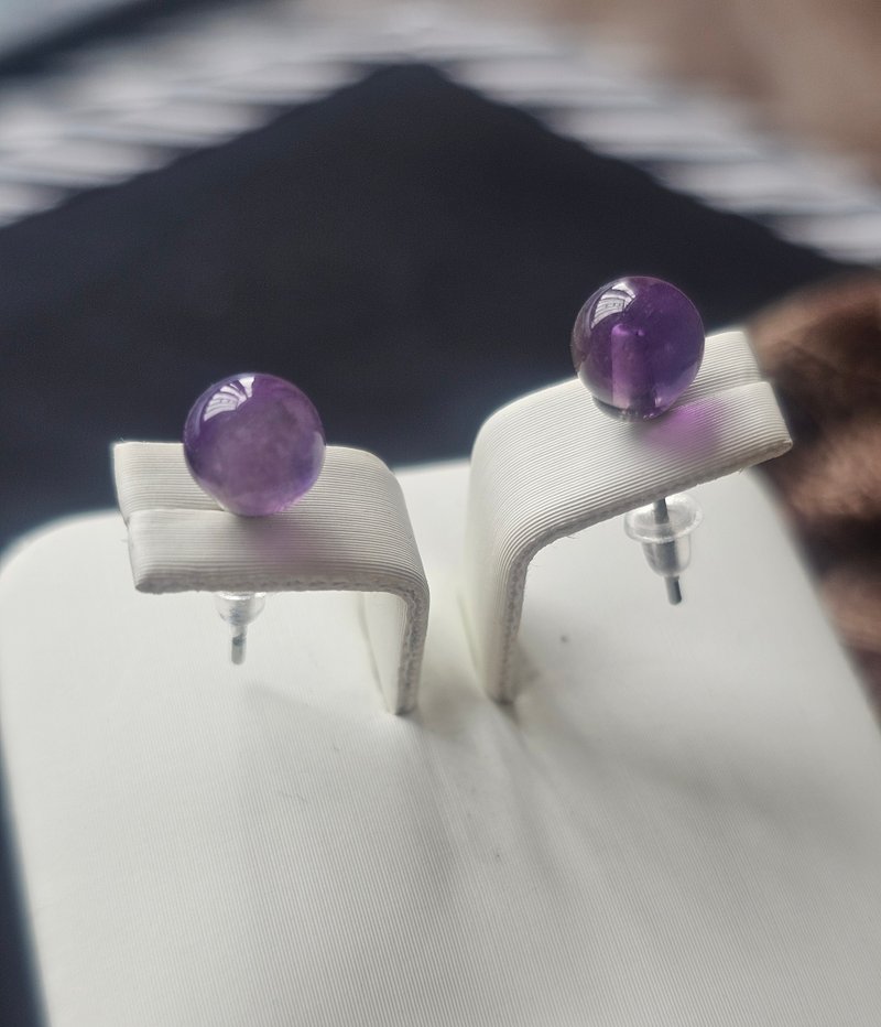 簡而美--紫水晶耳環 - 耳環/耳夾/耳骨夾 - 半寶石 紫色