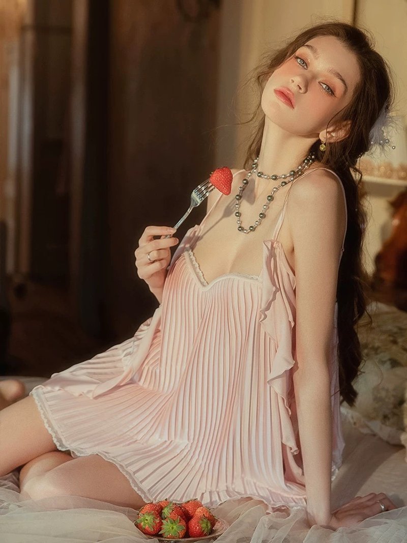 classic ruched satin mini dress - 睡衣/居家服 - 其他材質 