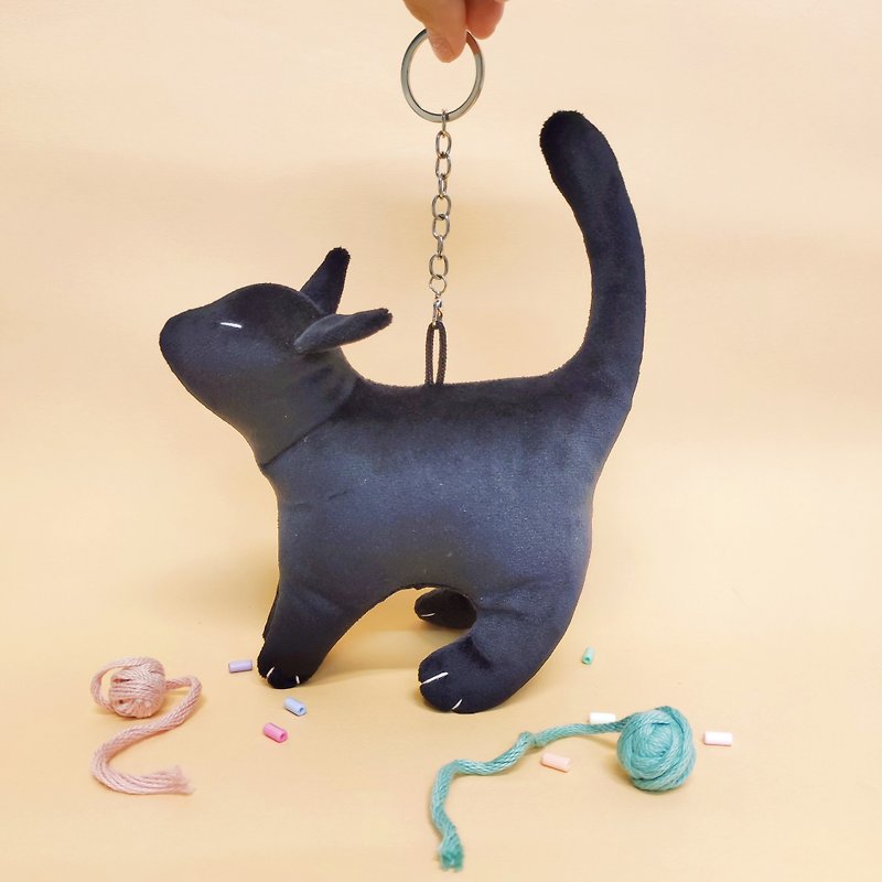 Black Cat Doll Charm/ Key ring (Size M) - Keychains - Polyester Black