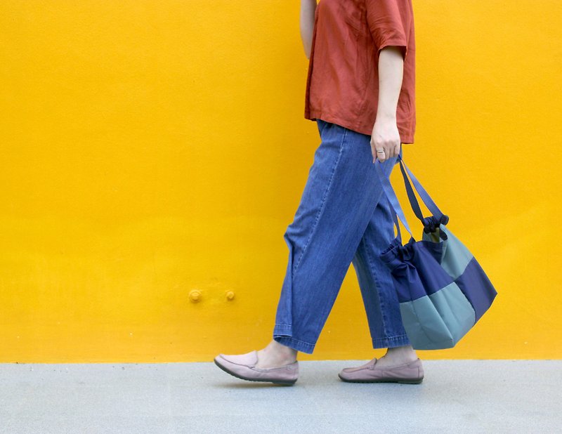 กระเป๋า shopper ปะสี - ใหญ่ Blueberry Informal Bag - กระเป๋าถือ - ไนลอน 