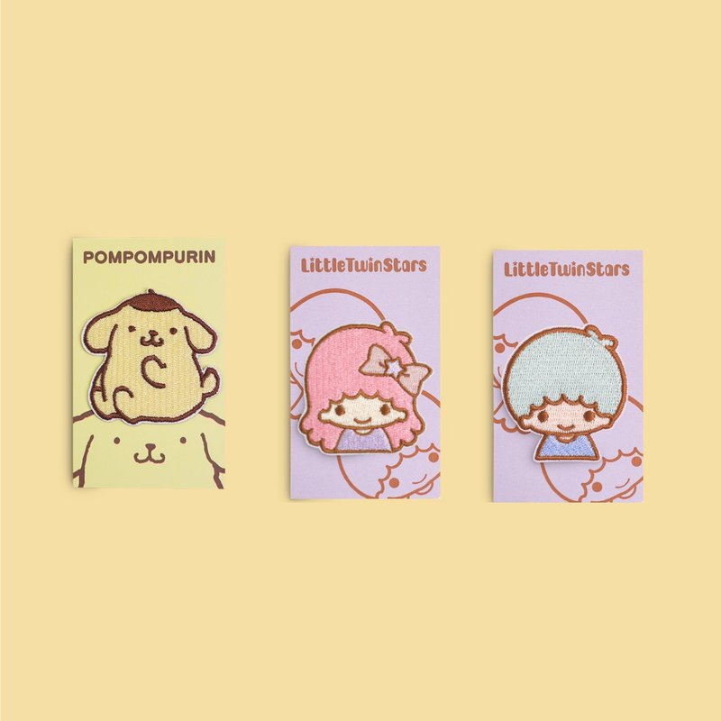 murmur刺繡貼-三麗鷗家族(布丁狗、雙星仙子KIKI&LALA)3入組 - 徽章/別針 - 繡線 多色