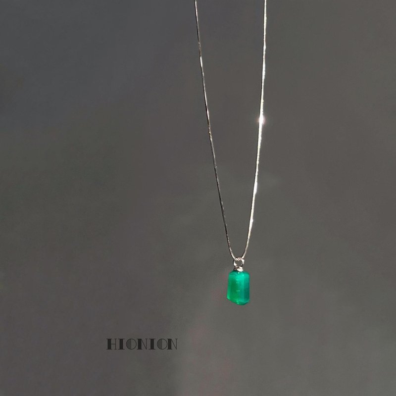 Hi Onion原創小眾天然綠玉髓S925銀項鏈男女百搭鎖骨鏈新中式復古 - 耳環/耳夾/耳骨夾 - 其他材質 