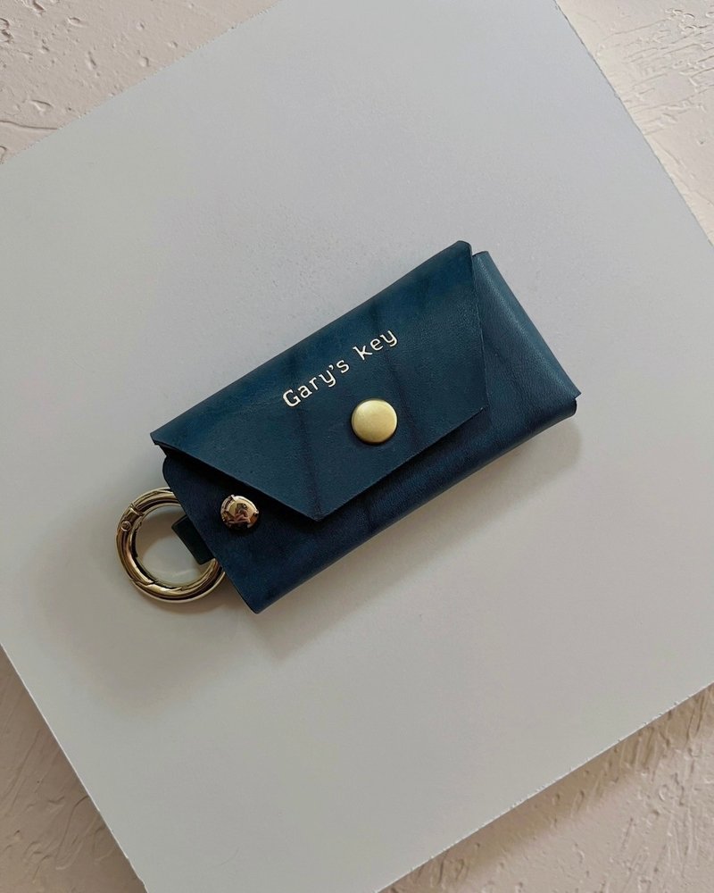 Minimalist style small leather pouch / keybag / coin bag _Butter - ที่ห้อยกุญแจ - หนังแท้ สีน้ำเงิน