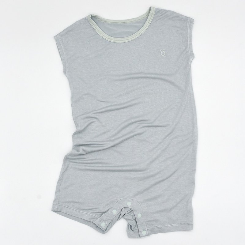 Minihope soft baby jumpsuit-grey blue - เสื้อยืด - วัสดุอื่นๆ สีน้ำเงิน