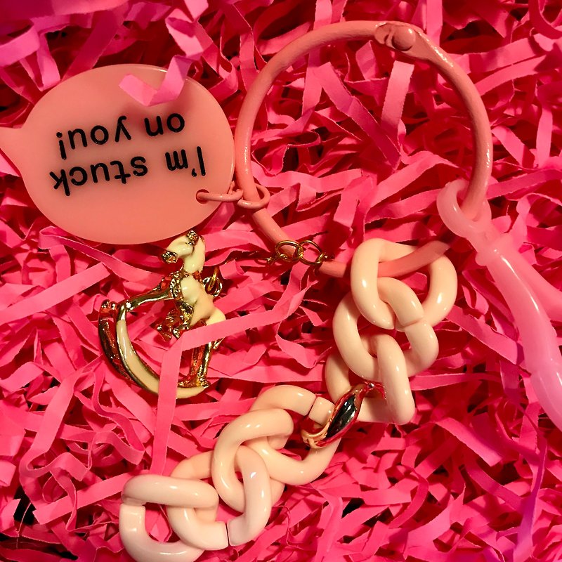 Trojan key ring Christmas gift exchange gift New Year gift tail tooth gift [out of the product] - Keychains - Acrylic Pink