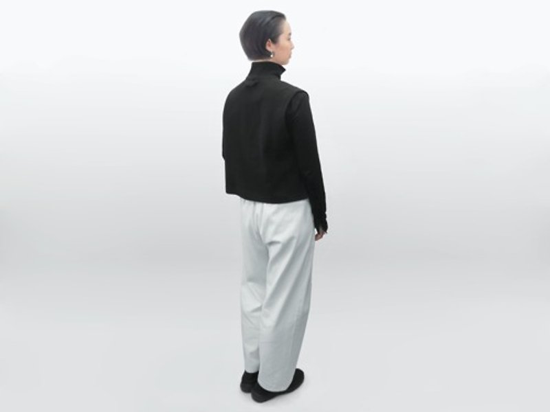 Domestic high bleach denim/cocoon line/wide pants - เสื้อผู้หญิง - ผ้าฝ้าย/ผ้าลินิน สีน้ำเงิน