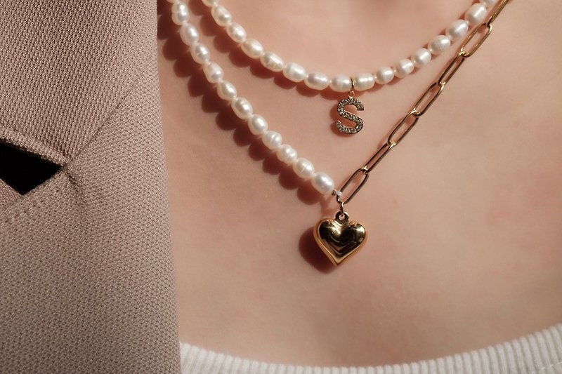 Plop pearl necklace - สร้อยคอ - เงินแท้ สีทอง