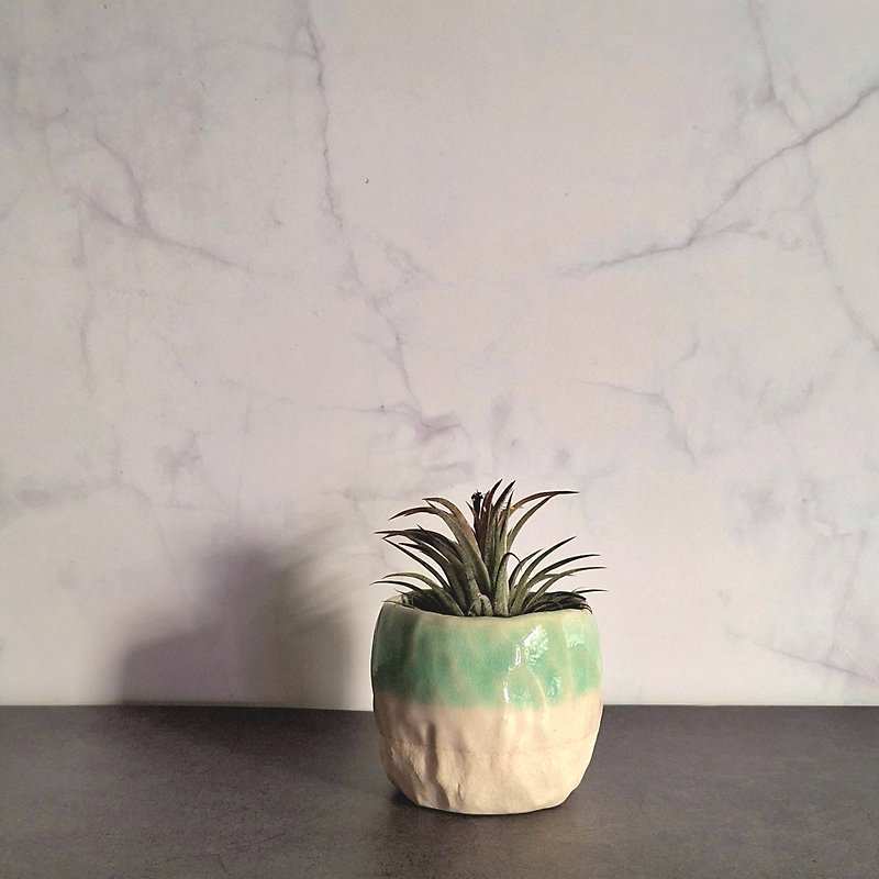 Hand pinched blue-green potted plant - Plants - Pottery 