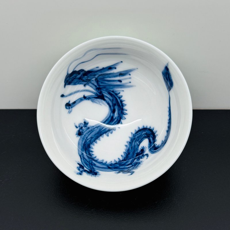 手繪祥龍-孔雀圓杯 邱毓寧 80ml 鶯歌燒 G2-02 - 茶壺/茶杯/茶具 - 瓷 多色