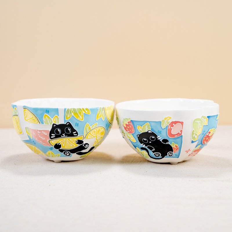 Ceramic Cute Cat Rice Bowls Perfect Houswarming Gift for Friend Funny Handmade - ถ้วยชาม - ดินเผา หลากหลายสี