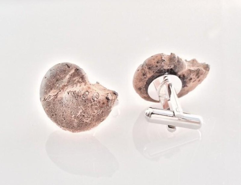 Ammonite fossil ◇ Cufflinks - Cuff Links - Other Materials Brown