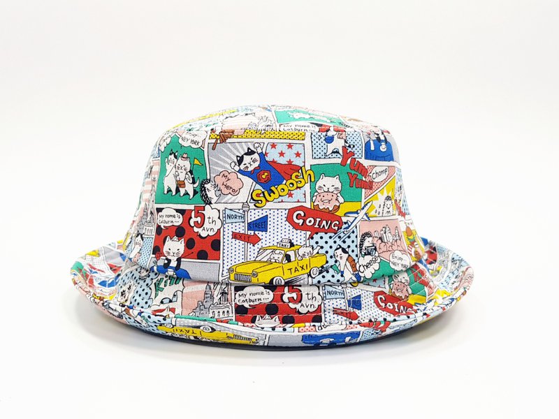 HiGh MaLi classic fisherman hat-comic style cat meow #American style #street literary youth #sun visor - หมวก - ผ้าฝ้าย/ผ้าลินิน หลากหลายสี