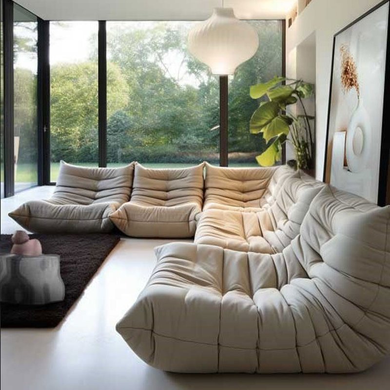 毛毛蟲沙發 懶人懶骨頭沙腳墊椅 亞柏布沙發 復古造型椅凳 喬遷禮 - 椅子/梳化 - 聚酯纖維 白色