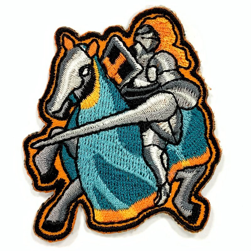 Iron Armored Warrior European Embroidery Patch Medieval Century Black Knight Electric Embroidery Patch Adhesive Patch Adhesive Spike - Badges & Pins - Thread Multicolor