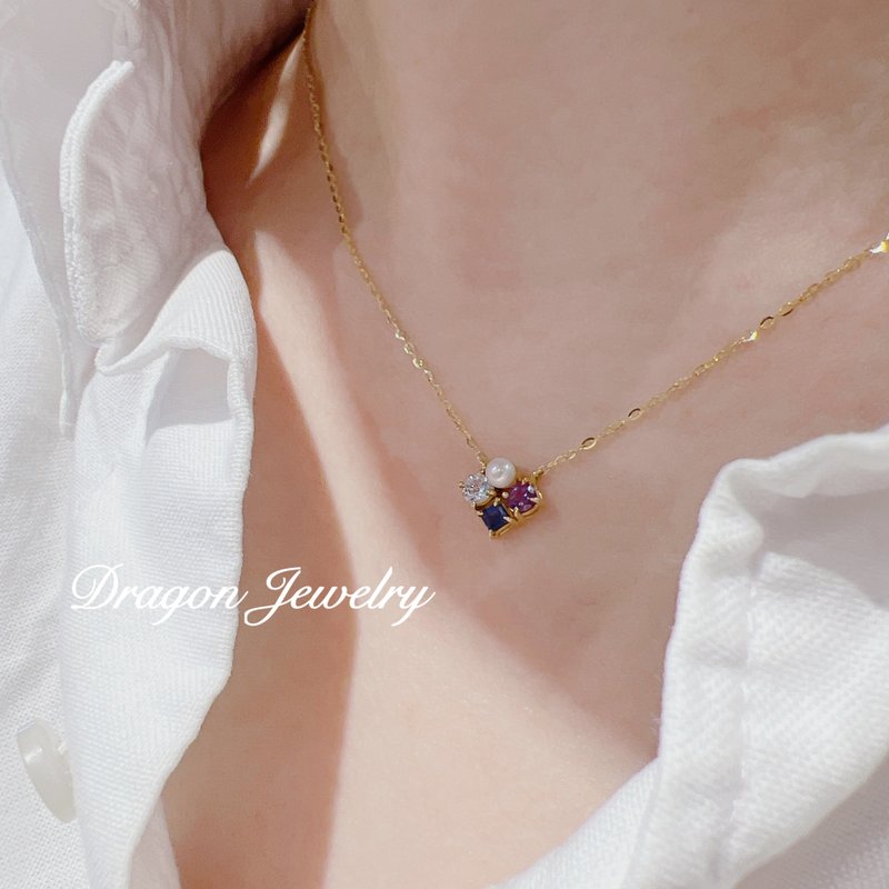 18K金 天然寶石 客製誕生石項鍊-最美的幸運符 - 項鍊 - 貴金屬 金色