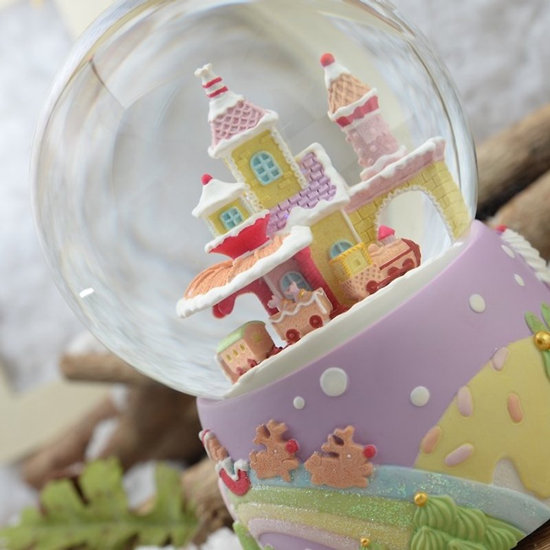 Happy Gingerbread Train Crystal Ball Music Box Christmas Gift Exchange Gift - Items for Display - Glass 