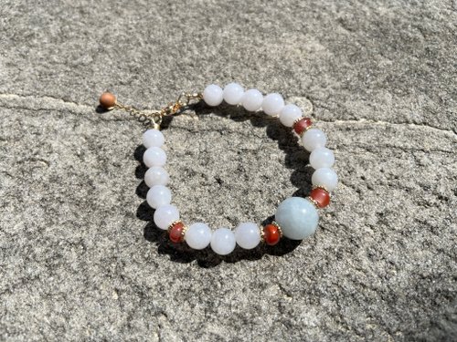 Angel's tears 天使之淚 Jewelry Design 天然原礦A貨玉 緬甸淡淡淡粉紅圓珠藍紫翡翠大珠設計手鍊