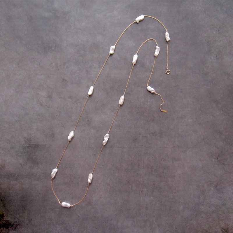 【K14gf】Stick Pearl Chain Necklace　スティックパール  チェーンネックレス - 項鍊 - 寶石 白色