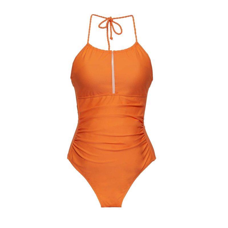 ANNABELLE High neck one piece women sculpture swimwear - Women's Swimwear - Polyester Orange