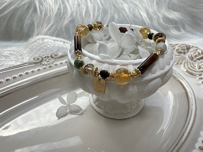 -Willowhead on the Moon-Natural Crystal Bronze Bracelet - สร้อยข้อมือ - ทองแดงทองเหลือง 