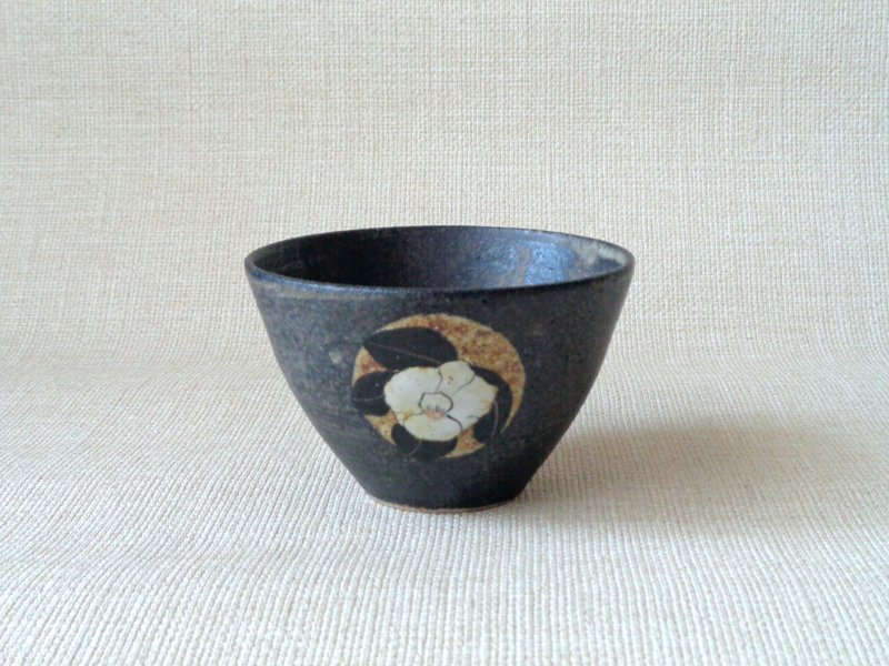 碗 金銀彩白椿b - 碗 - 陶 黑色