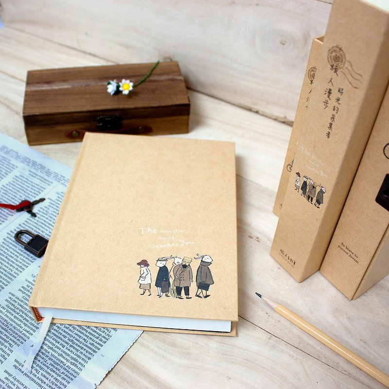 Boge stationery x traveler [leather hardcover 50K lock diary] two designs - สมุดบันทึก/สมุดปฏิทิน - กระดาษ สีกากี