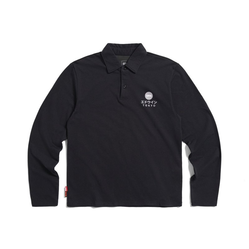 EDWIN WILD FIRE long-sleeved POLO shirt-men's (black) - Men's Shirts - Cotton & Hemp Black