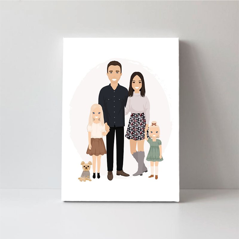 Custom family portrait, Custom Family Portrait with pet, Drawing Couple Portrait - Customized Portraits - Other Materials Multicolor