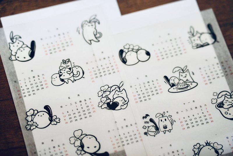 2024 Calendar-Little Chickadee and Meowdra Transfer Stickers - สติกเกอร์ - พลาสติก หลากหลายสี