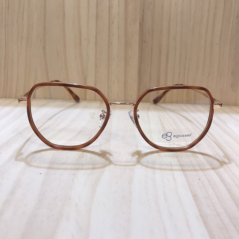 The highest grade UV420 blue light filter 0 degree glasses│eyes on the site. Transparent series multilateral double circle amber WR13 - Glasses & Frames - Other Metals Brown