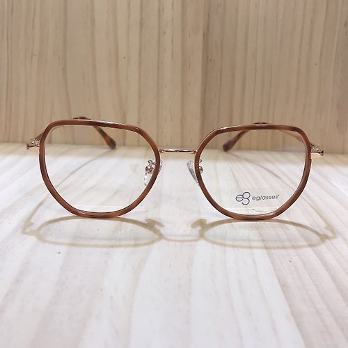 EGlasses。眼鏡物語 站內最高等級UV420濾藍光0度眼鏡│睛。透靚系列多邊雙圈琥珀WR13