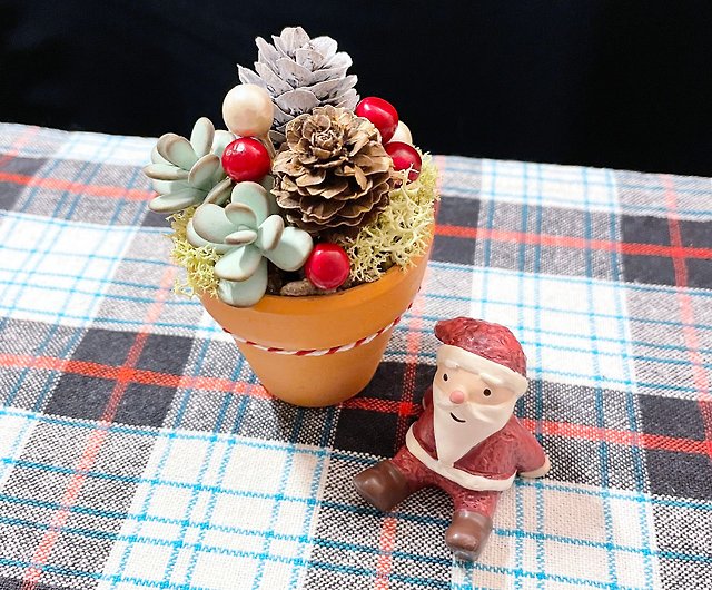 フーニアンクリスマス小さな鉢植えの植物no 1 手作りのシミュレーション粘土多肉植物 ショップ Una Sofa Handmade 観葉植物 Pinkoi